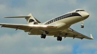 FullHD Niki Laudas Bombardier Global 6000 landing at GenevaGVALSGG [upl. by Desdamona]