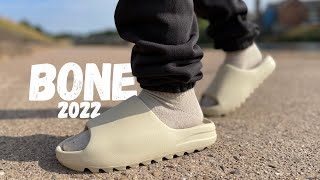 They FINALLY Did It Yeezy Slide BONE 2022 Review amp On Foot [upl. by Akinuahs]