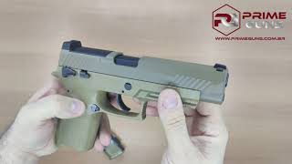 Pistola M17 P320 TAN Sig Sauer de Chumbinho 45mm Co2 [upl. by Bashuk681]