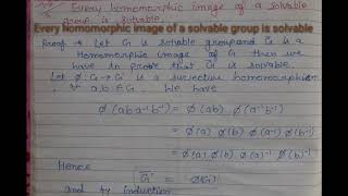 Every homomorphic image of a solvable group is solvable MScmaths sem 1 paper 1 unit 2 [upl. by Corrine345]