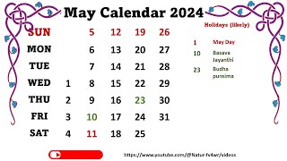 May Calendar 2024 [upl. by Hsirahc]