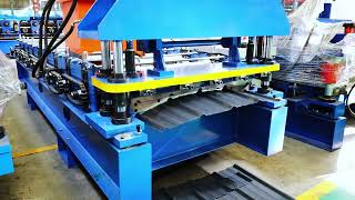 Trapezoidal sheet roll forming machine machine manufacturing machinery roof sheet machine [upl. by Nikolos]