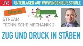 Zug und Druck in Stäben – Elastostatik – Technische Mechanik 2 [upl. by Morganne709]