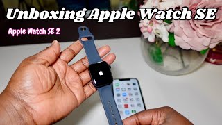 Midnight Aluminum Apple Watch SE 2 unboxing 2nd Gen  set up [upl. by Yendroc]