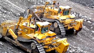 Caterpillar D11R Carrydozers Hogging Shot Rock [upl. by Ydolem]