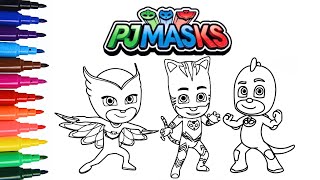 PJMasks Colouring Pages  Catboy Owlette and Gekko PJ Masks Coloring Compilation  pjmasks [upl. by Limbert594]