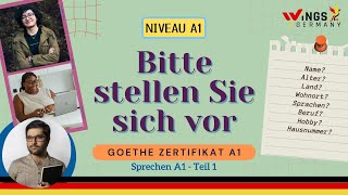 Sich vorstellen German A1 Sprechen Name Alter Land Wohnort Sprache Beruf Hobbys [upl. by Nevla]