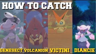 HOW TO CATCH ALL MYTHICAL GENESECTVOLCANIONDIANCIE AND VICTINI POKEMON SWORD AND SHIELD [upl. by Nylissej214]