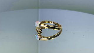 14kt Yellow Gold split shank 026ct Crystal Opal and Diamond split ring [upl. by Kissee]