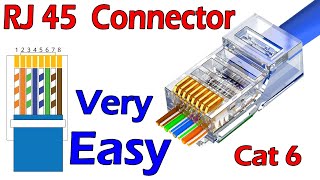 How to Make InternetEthernet Cable Connector RJ 45 Network Patch with Cat 6 Cable [upl. by Obla]