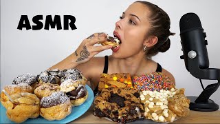 ASMR Eating Cream Puffs amp HUGE Brownies whispered [upl. by Jay526]