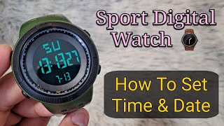 How to Set Time 🕑 amp Date 📅 on a Sports Watch Digital Led Watch Time Date Settings [upl. by Assirac]