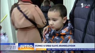 Prva TV  Veliki broj vernika koji slave Aranđelovdan u zapadnoj Srbiji [upl. by Gerald]