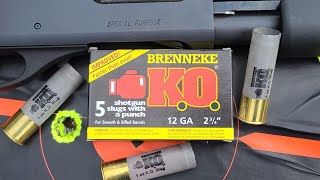 Brenneke KO 12ga 234quot 1oz Slug Test W Remington 870 Special Purpose amp 185quot Rifled Barrel [upl. by Aroc]