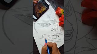 How to draw Maa Durga outline tutorial 🥰 drawing shorts durga [upl. by Gilbertson]