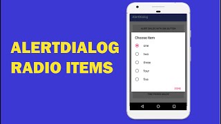 Android tutorial  49  How Create AlertDialog with Array List Radio Button Item [upl. by Anialed]