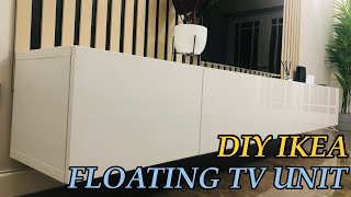 DIY IKEA FLOATING TV UNIT MOUNTING GUIDE  IKEA HACK  2ND ROOM WALL TRANSFORMATION [upl. by Nemzaj]