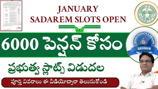 sadarem slots open 6000 పెన్షన్ కోసం ప్రభుత్వ స్లాట్స్ రిలీజ్ అయ్యాయి వెంటనే తీసుకోండి [upl. by Vizza811]