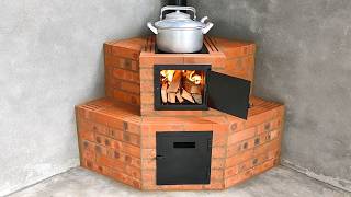 Amazing Ideas for Building a Beautiful Stove Using Red Bricks [upl. by Richer425]