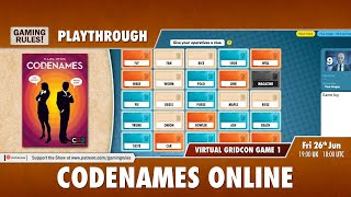 Codenames online playthrough  Virtual GridCon Game 1 [upl. by Atilahs]