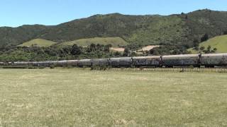 KiwiRail Freight Train Speedys Crossing Wairarapa NZ [upl. by Adeys]