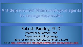 Antidepressants Pharmacological management of depression [upl. by Neelsaj930]