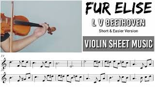 Free Sheet  Fur Elise  L V Beethoven  Violin Sheet Music [upl. by Ianteen]