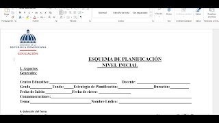 ESQUEMA DE PLANIFICACION NIVEL INICIAL 20242025 MINERD [upl. by Ailemac802]