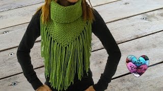 Col très tendance à franges femme crochet facile  Cuello mujer muy facil crochet [upl. by Meletius]