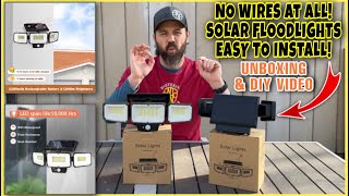 😮😍 BEST Wire Free Solar Powered Budget Flood Lights Hands Down Super Easy To Install [upl. by Couture]