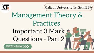 1st Sem BBA Management Theory amp Practices Important 3 mark Questions Part 2 [upl. by Tiga]