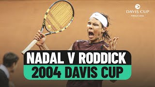 18yearold Rafael Nadal v World No 2 Andy Roddick  Spain v USA 2004 Davis Cup Final [upl. by Quirita]