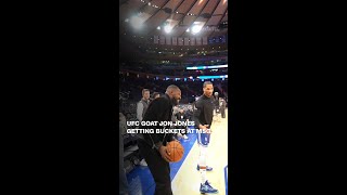 Jon Jones getting warmed up for Stipe with a few jump shots 🏀 [upl. by Enairda]