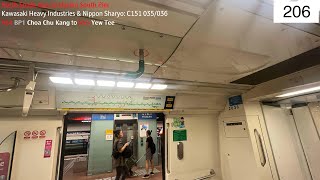 ⁴ᴷ Early run again SMRT Trains NSL Train Ride CCK → Yew Tee  Kawasaki C151 035036 [upl. by Querida]