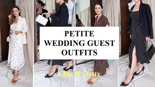 Wedding Guest Outfit Ideas  Petite Polka Dot Dress  Petite dresses wedding guests [upl. by Aidua25]