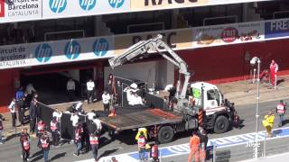 F Alonso accident Test F102222015 Seen from grandstand [upl. by Ahsayn214]