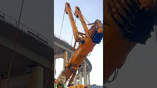 The bridge Cran unfolds its arms constructioncrane automobile bridgework excavator [upl. by Hildagarde304]