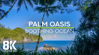 Relaxing Ambience of an Ocean Shore amp Jungle Sounds  8K Serene Palm Oasis with Soothing Ocean View [upl. by Ylerebmik]