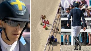 Paris Olympics 2024  Equestrian World no1 Henrik von Eckermann SWE eliminated after fall [upl. by Merill]