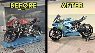 FULL BUILD  REBUILDING A WRECKED DUCATI V2 PANIGALE [upl. by Nivlek607]