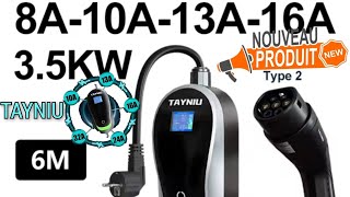 TAYNIU chargeur mobile 220v jusquà 16A pour la France à utiliser sur prise renforcée présentation [upl. by Doreen]