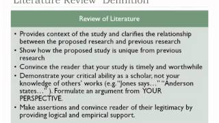 Research Process The Literature Review [upl. by Angle535]