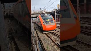 Brand new orange Vande Bharat Express train viralvideo shortshighspeed vandebharatexpress [upl. by Nihcas391]