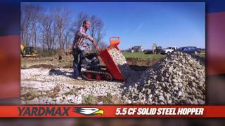 Features amp Benefits of the YARDMAX 660lb Trackbarrow w Pour Hopper [upl. by Atikin]