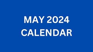 May 2024 Calendar with Holidays in USA UK India Canada France Germany etc  May Festivals [upl. by Nylorac]