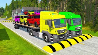 TRANSPORTING PIXAR CARS amp FRUITS WITH COLORED amp JOHN DEERE vs CLAAS vs TRACTORS  BeamNGdrive 962 [upl. by Yleme259]