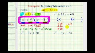 Ex Factor Trinomials When A equals 1 [upl. by Klina]