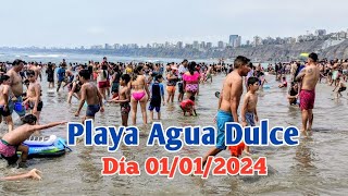 AÑO NUEVO 4k  ASÍ SE VIÓ LA PLAYA AGUA DULCE EL PRIMER DÍA DE 2024 [upl. by Weismann]