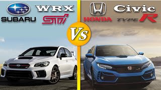 Subaru WRX STI Vs Honda Civic Type R 2021  Car comparison  Specs performance engine sound [upl. by Orlene747]