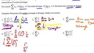 BC Lesson 42  Nth Term Divergence Test [upl. by Byrann]